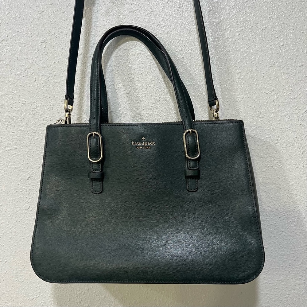 Kate Spade New York Connie Triple Gusset Crossbody Bag Medium Green Gold Purse